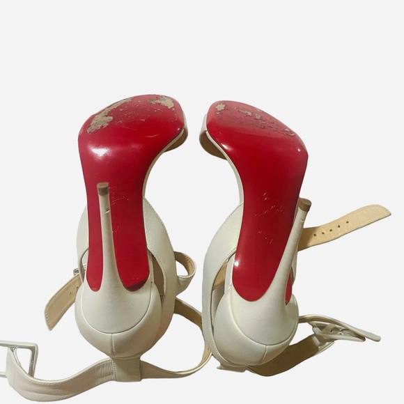 CHRISTIAN LOUBOUTIN NAPPA MULTIPOT 100 SANDALS 37 SNOW WHITE - Picture 7 of 11